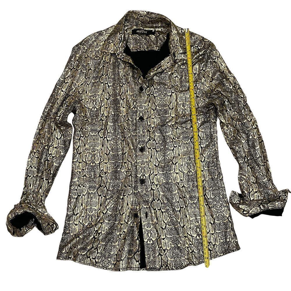 Jaded London Small Metallic Snakeskin Print Shirt | Gold Black Crinkle Y2K Glam - Picture 7 of 9
